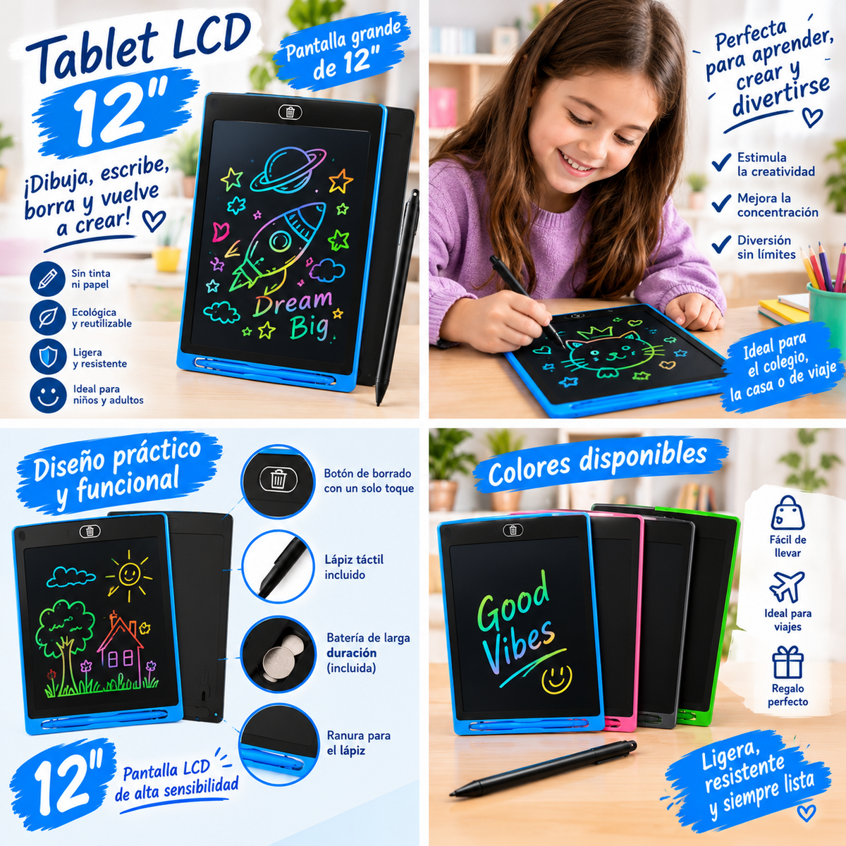 TABLET LED 12" NEGRA