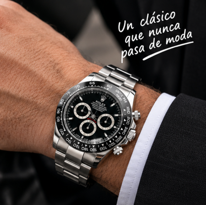 ROLEX DAYTONA SEMIAUTOMATICO PLATEADO-NEGRO