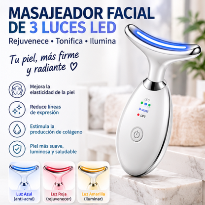 Masajeador Facial de 3 Luces LED