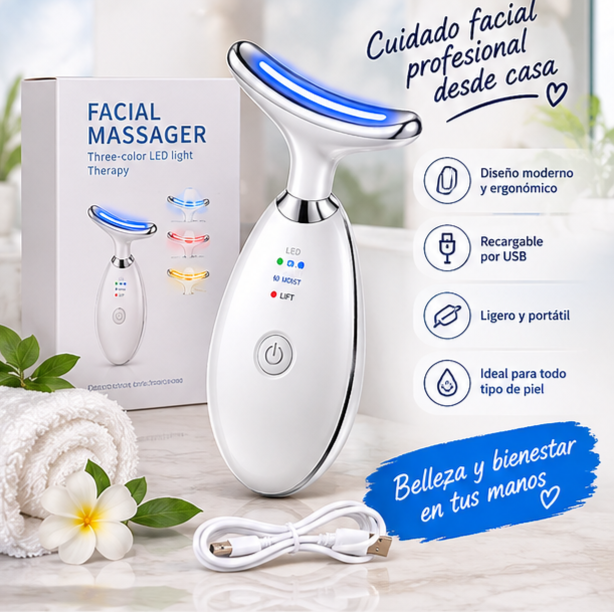 Masajeador Facial de 3 Luces LED