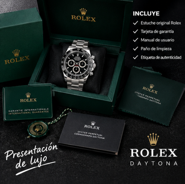 ROLEX DAYTONA SEMIAUTOMATICO PLATEADO-NEGRO