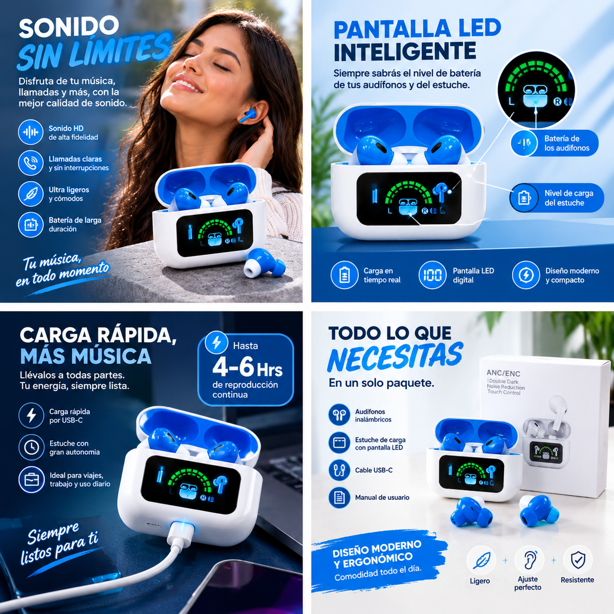 AUDIFONOS CON PANTALLA ANC/ENC