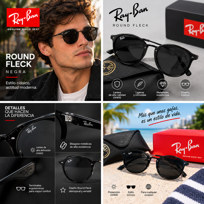 Gafa Rayban Round Fleck (Negro)