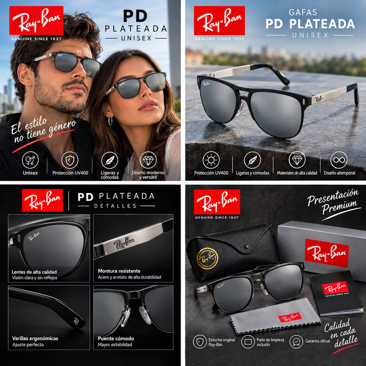 Gafa Rayban PD (Plateada)