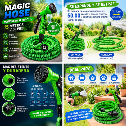 MANGUERA RETRACTIL MAGIC HOSE 15 MTS / 50 PIES