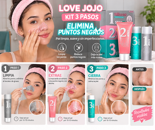 LOVE JOJO - KIT 3 PASOS ELIMINA PUNTOS NEGROS