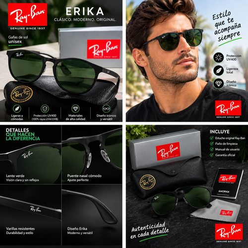 Gafa Rayban Erika (Negro-Verde)