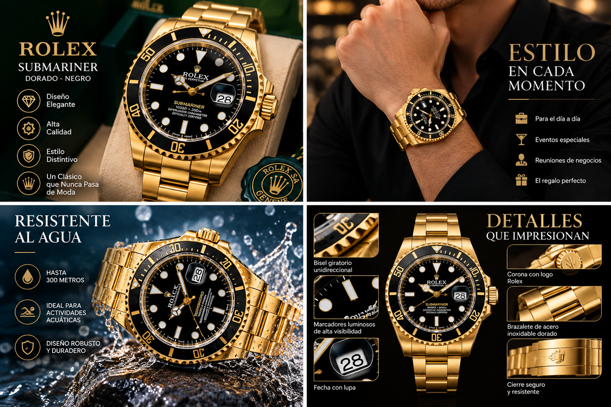 ROLEX SUBMARINER DORADO-NEGRO