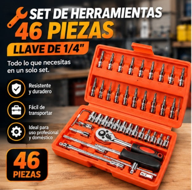 SET DE HERRAMIENTAS 46 LLAVE DE 1/4