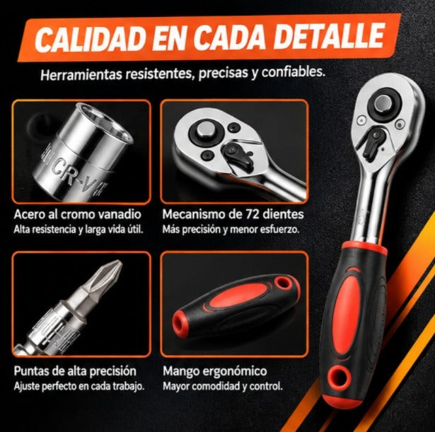 SET DE HERRAMIENTAS 46 LLAVE DE 1/4