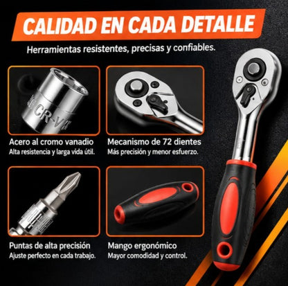 SET DE HERRAMIENTAS 46 LLAVE DE 1/4