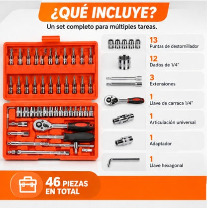 SET DE HERRAMIENTAS 46 LLAVE DE 1/4