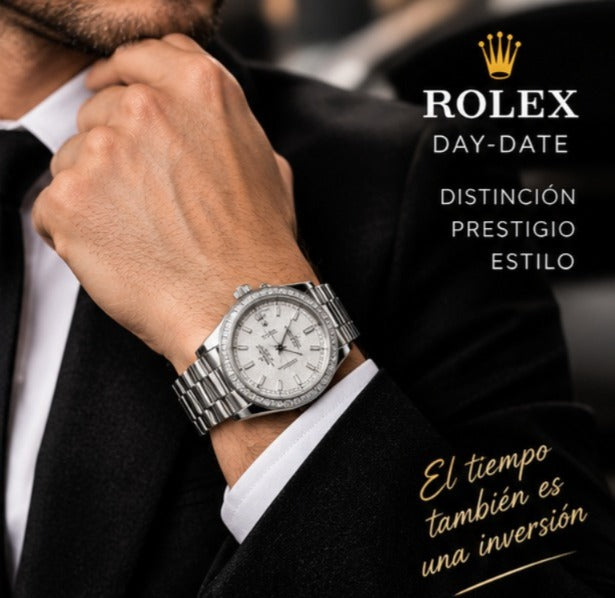 Rolex Day-Date Baguette Plateado-Blanco