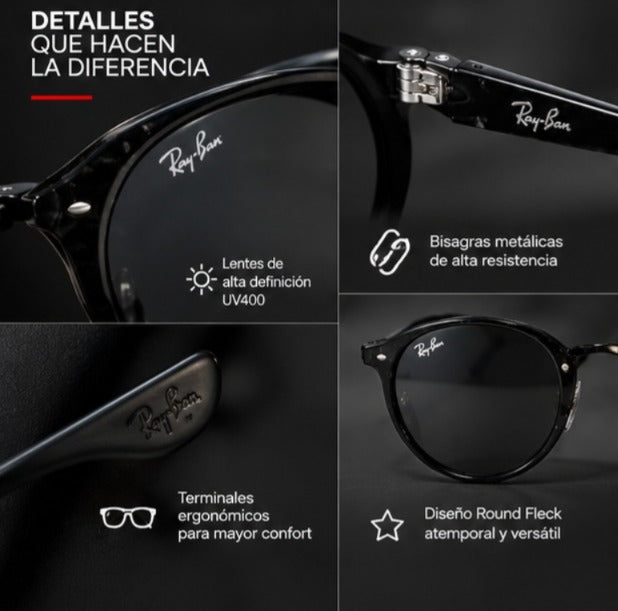 Gafa Rayban Round Fleck (Negro)
