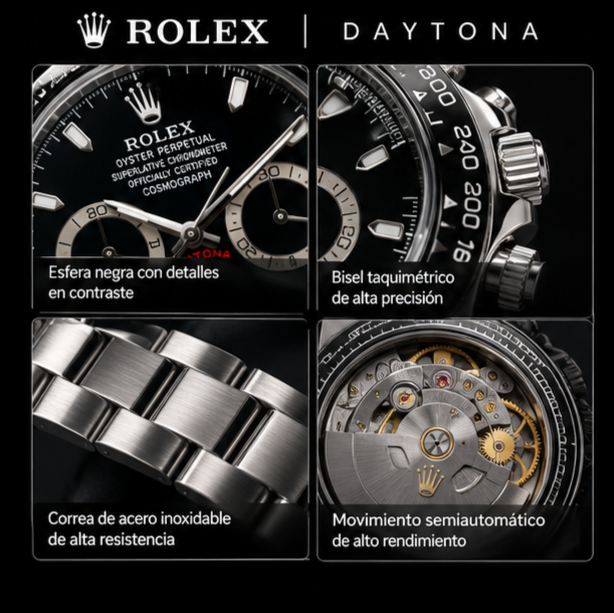 ROLEX DAYTONA SEMIAUTOMATICO PLATEADO-NEGRO