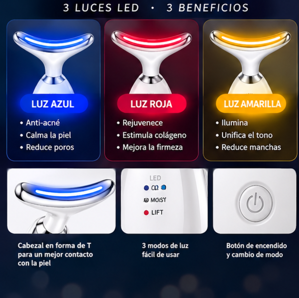 Masajeador Facial de 3 Luces LED