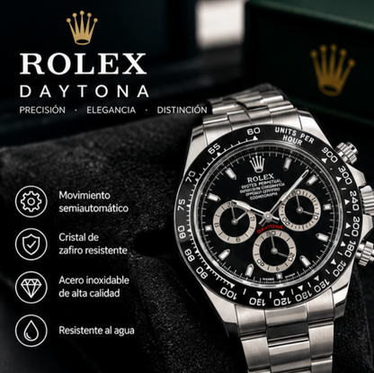 ROLEX DAYTONA SEMIAUTOMATICO PLATEADO-NEGRO
